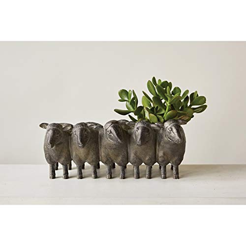 Creative Co-Op Resin Sheep Planter with Distressed Iron Finish - Image 2