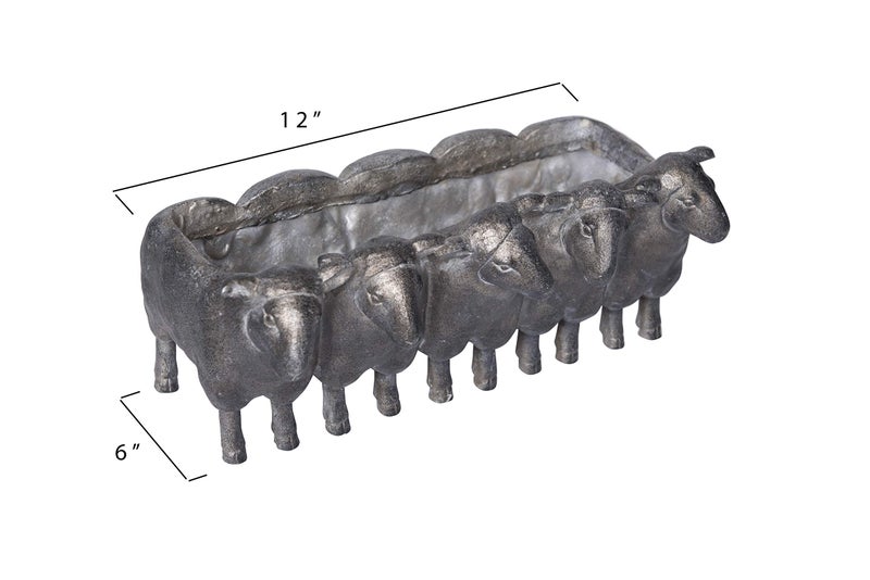 Creative Co-Op Resin Sheep Planter with Distressed Iron Finish - Image 4