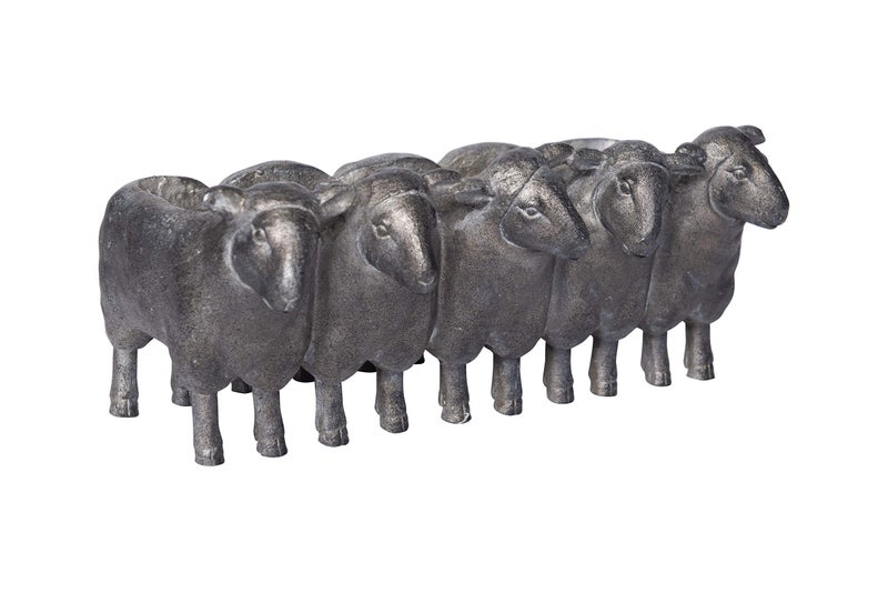 Creative Co-Op Resin Sheep Planter with Distressed Iron Finish - Image 1