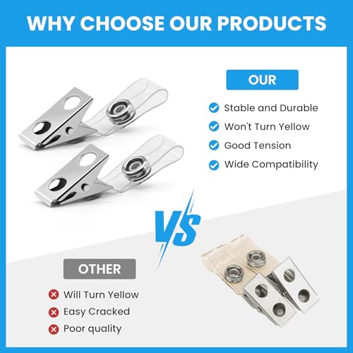 Easytle 30 Pcs Metal Badge Clips with Clear PVC Straps ID Strap Clip Double Holes Badge Holder Clips ID Clip for Badges, Work Badges - Image 4