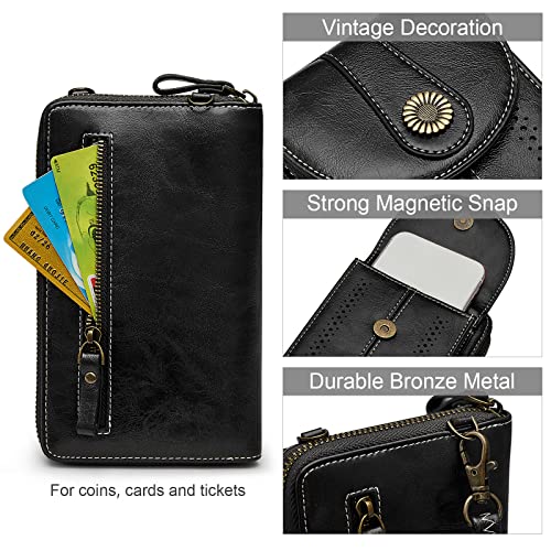 S-ZONE Women RFID Blocking Crossbody Cell Phone Purse Small Faux Leather Wallet Purse - Image 5