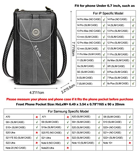 S-ZONE Women RFID Blocking Crossbody Cell Phone Purse Small Faux Leather Wallet Purse - Image 3