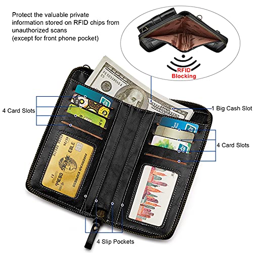 S-ZONE Women RFID Blocking Crossbody Cell Phone Purse Small Faux Leather Wallet Purse - Image 4