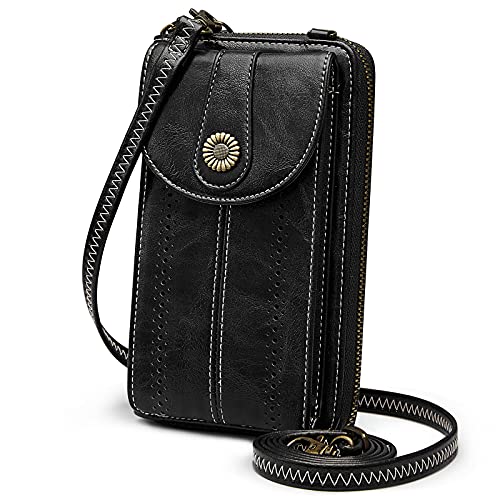 S-ZONE Women RFID Blocking Crossbody Cell Phone Purse Small Faux Leather Wallet Purse - Image 1