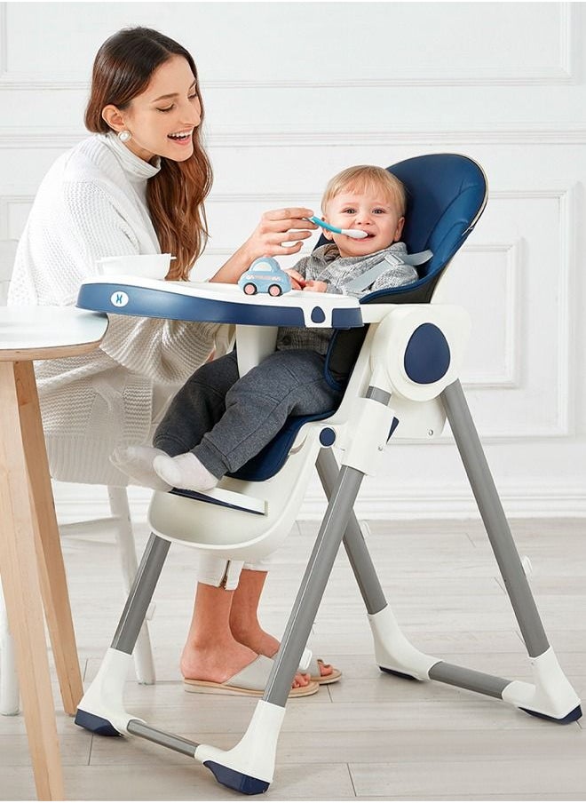 BAYBEE 3 In 1 Emperia Plus Baby High Chair For Kids Feeding Chair With Adjustable Height Recline Safety Belt Baby Booster Seat For Baby Kids With Tray Kids High Chair For Baby 6 Months To 4 Years Blue  - Image 2