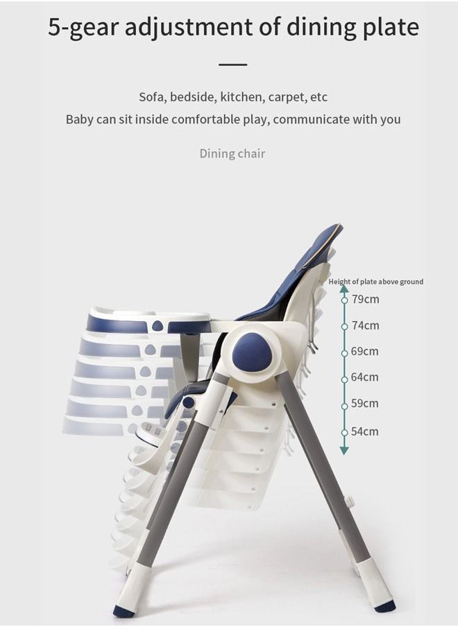 BAYBEE 3 In 1 Emperia Plus Baby High Chair For Kids Feeding Chair With Adjustable Height Recline Safety Belt Baby Booster Seat For Baby Kids With Tray Kids High Chair For Baby 6 Months To 4 Years Blue  - Image 4