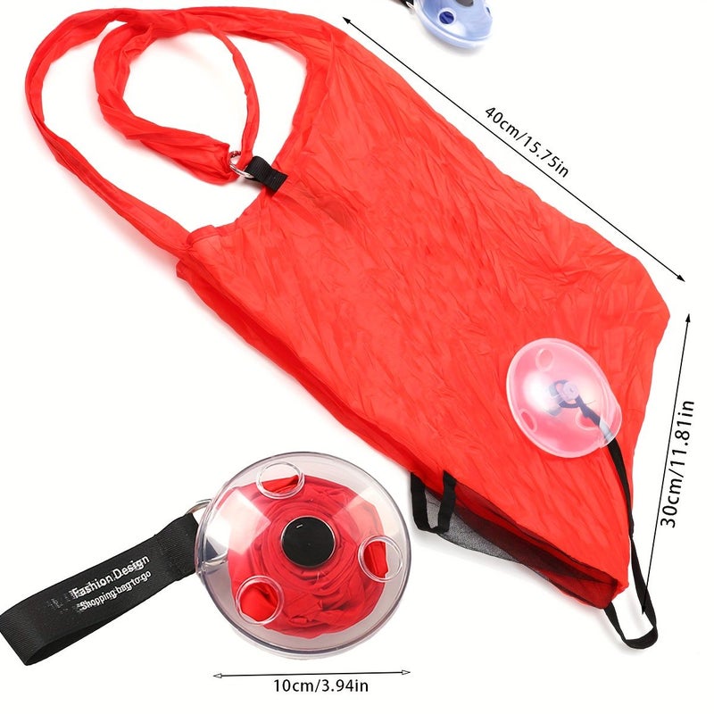 Orange 3 Pack Foldable Shopping Bags Retractable Multi Purpose Expandable Storage - Image 4