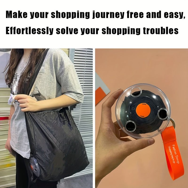 Orange 3 Pack Foldable Shopping Bags Retractable Multi Purpose Expandable Storage - Image 1