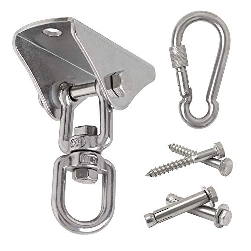 Hammock Hanging Chair Hardware kit 1000LB Capacity Heavy Duty 360Rotate Swing Antirust Stainless Steel 304S Safety Lock Carabiner Hooks for Swing SetChairYogaMultiple Indoor Outdoor GymSandbag