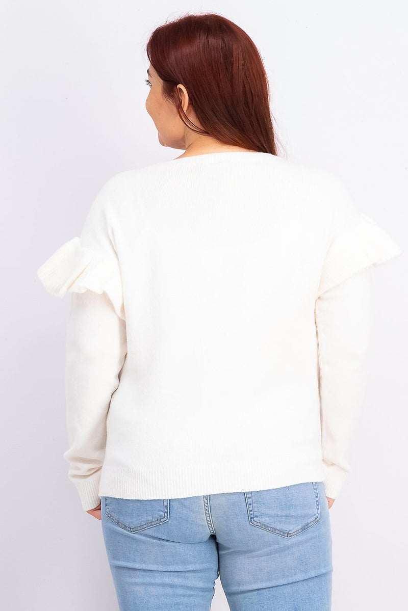 INC Women Crew Neckline Knitted Sweater, Washed White - Image 4