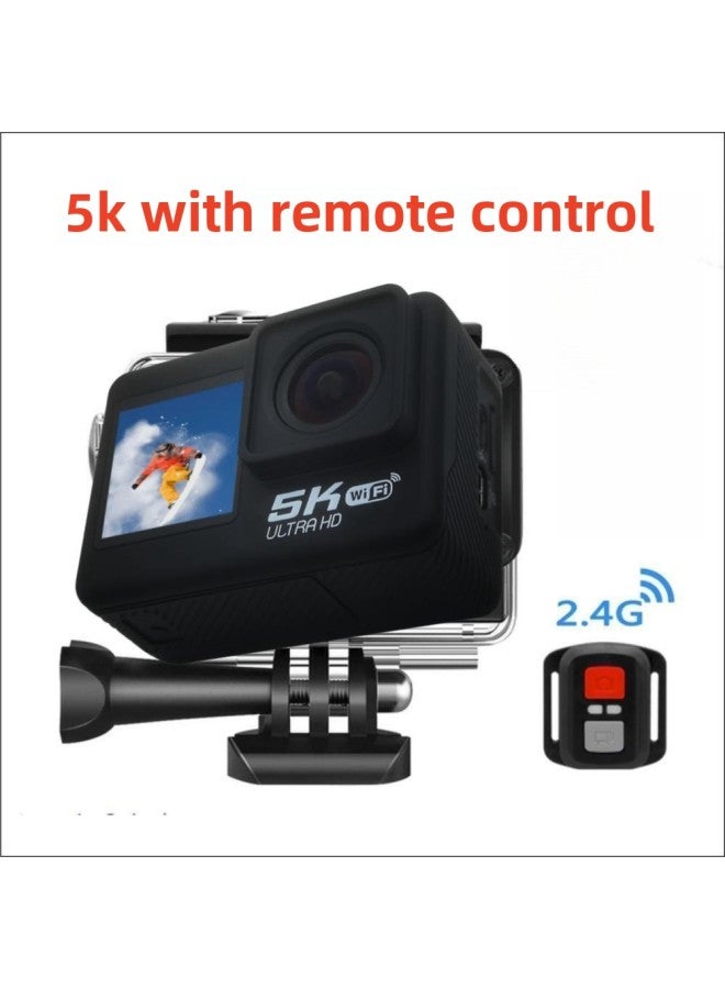 Dual Screen 4K HD Sports Camera 5K Outdoor Waterproof Camera Riding EIS Anti-shake Special Action Cam-Color:5K EIS Anti-shake (V39 + IMX576)  - Image 1