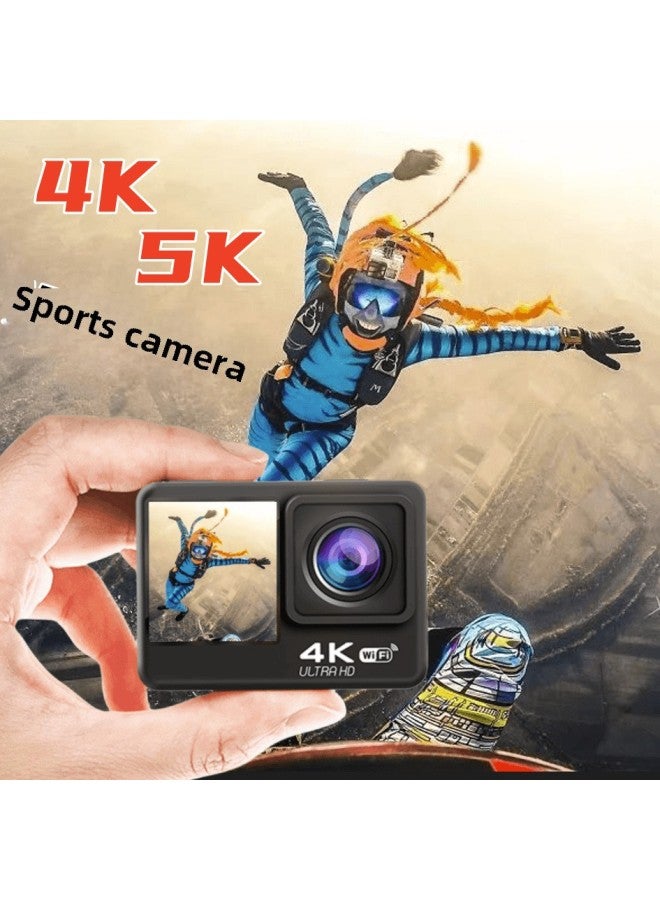 Dual Screen 4K HD Sports Camera 5K Outdoor Waterproof Camera Riding EIS Anti-shake Special Action Cam-Color:5K EIS Anti-shake (V39 + IMX576)  - Image 3