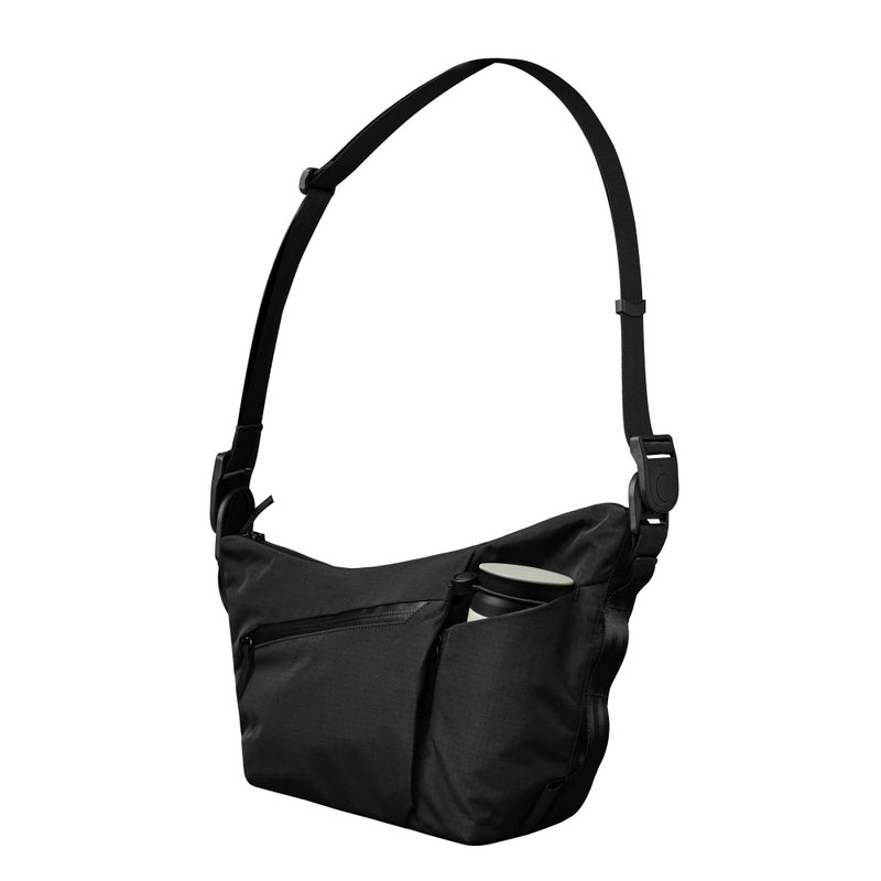 ALPAKA Flow Satchel 4L - Premium EDC Crossbody Bag, Key Tether, Expandable Bottle Pocket Sling Bags, Luggage Pass-Through, Weatherproof Fabric Black Axoflux 210D - Image 1