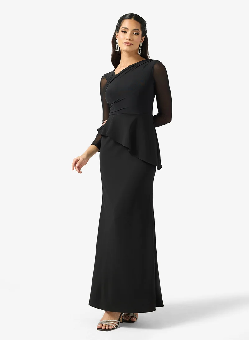 Adrianna Papell Peplum Detailed Maxi Dress