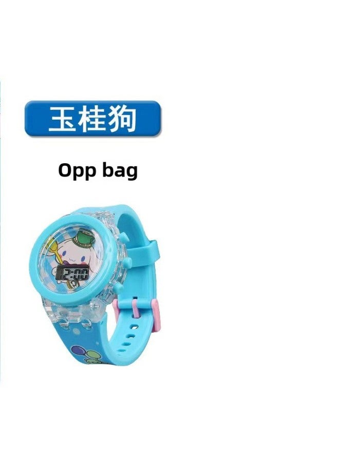 Ultra Light Music Kidsren's Cartoon Digital Watch Kidsren Baby Boys Girls 3 Toddler Toys 6 Years Old-Color:Bag Of 8577 Light + Time Cinnamon Dog  - Image 1