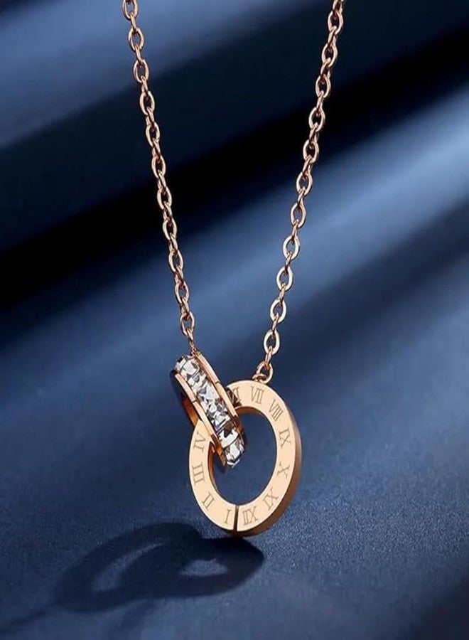 Peora Cubic Zirconia Studded Rose Gold Plated Fancy Pendant Chain Necklace Fashion Jewellery for Women - Image 3