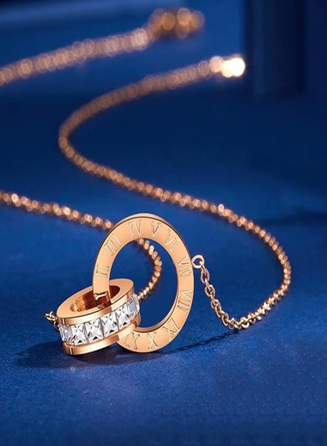 Peora Cubic Zirconia Studded Rose Gold Plated Fancy Pendant Chain Necklace Fashion Jewellery for Women - Image 5