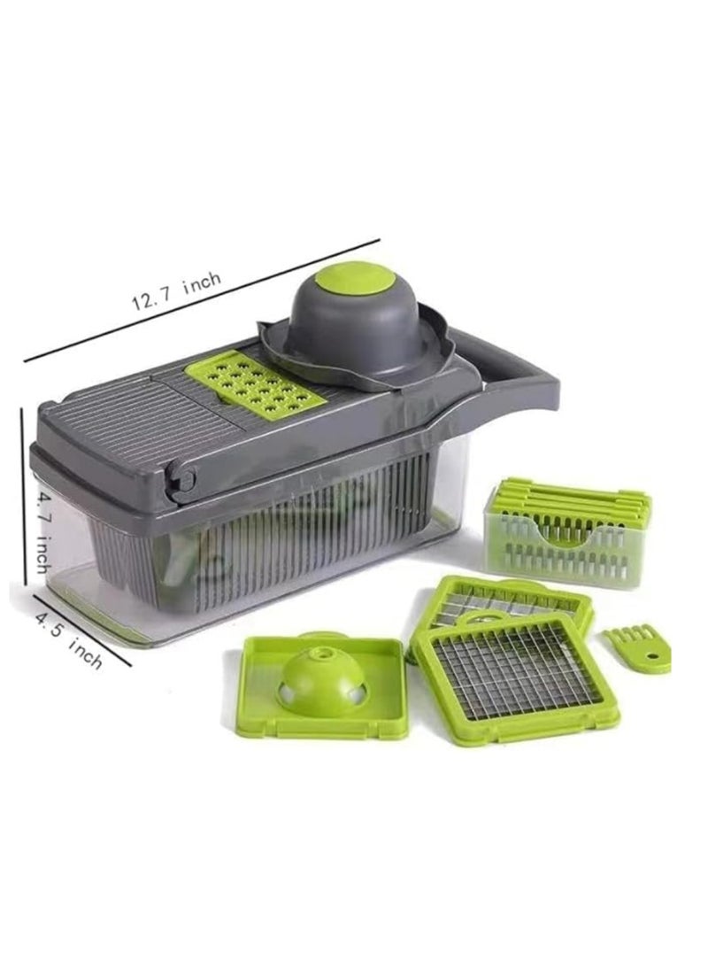 Desselan Vegetable Chopper & Slicer – 14-in-1 Multi-Function Onion, Potato, Carrot & Garlic Chopper with Container - Image 2
