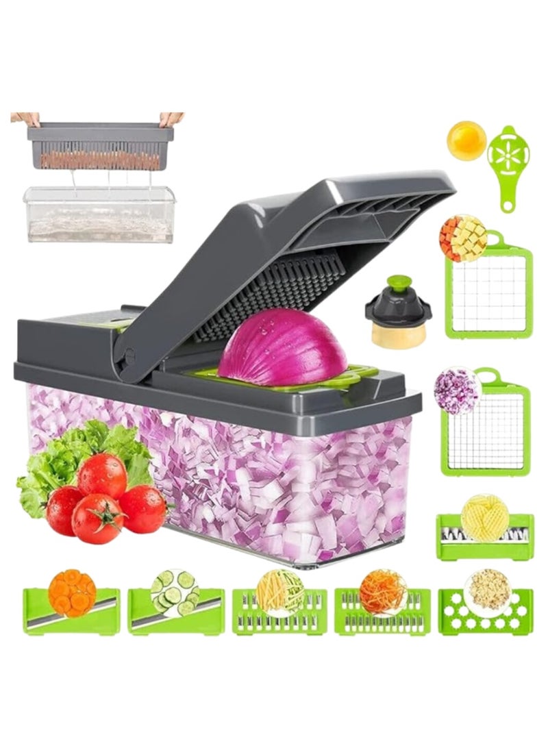 Desselan Vegetable Chopper & Slicer – 14-in-1 Multi-Function Onion, Potato, Carrot & Garlic Chopper with Container - Image 3