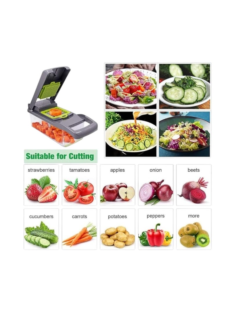 Desselan Vegetable Chopper & Slicer – 14-in-1 Multi-Function Onion, Potato, Carrot & Garlic Chopper with Container - Image 4