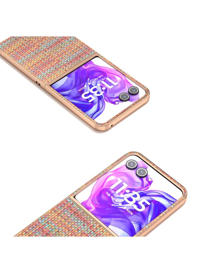 S-TOP Case For Motorola Razr 50 Ultra Electroplated Frame Color Lattice Texture PU Phone Case - Image 3