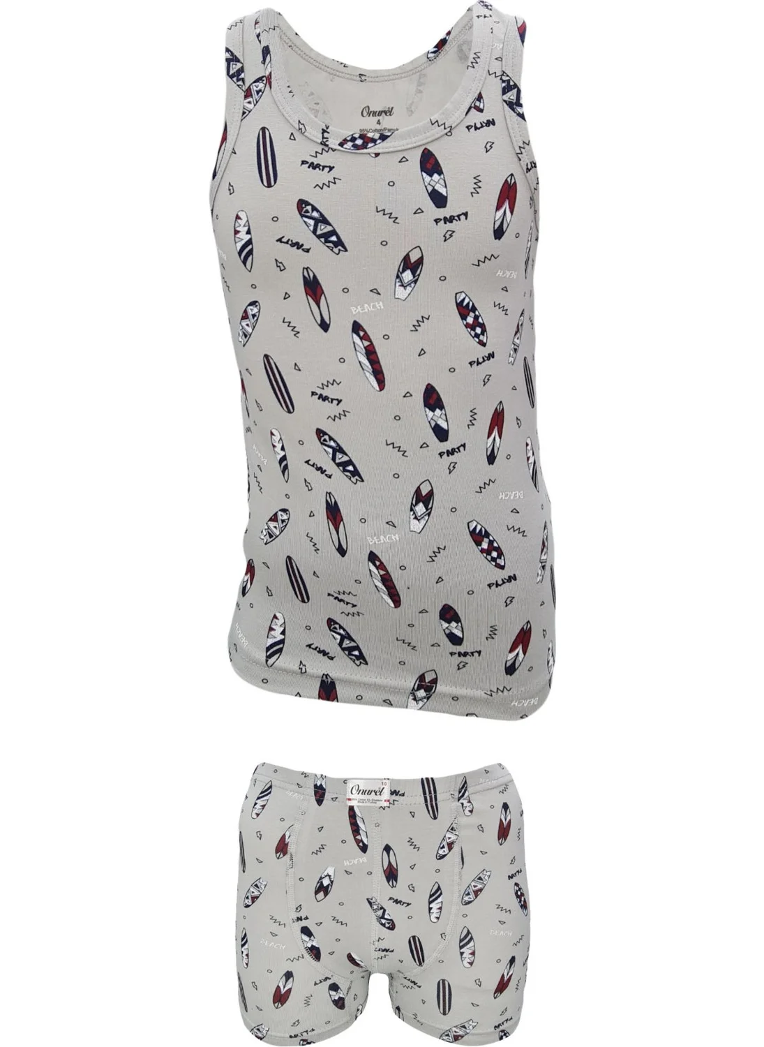 Onurel Boys 5-Pack Mixed Color Surf Printed Lycra Undershirt Boxer Set