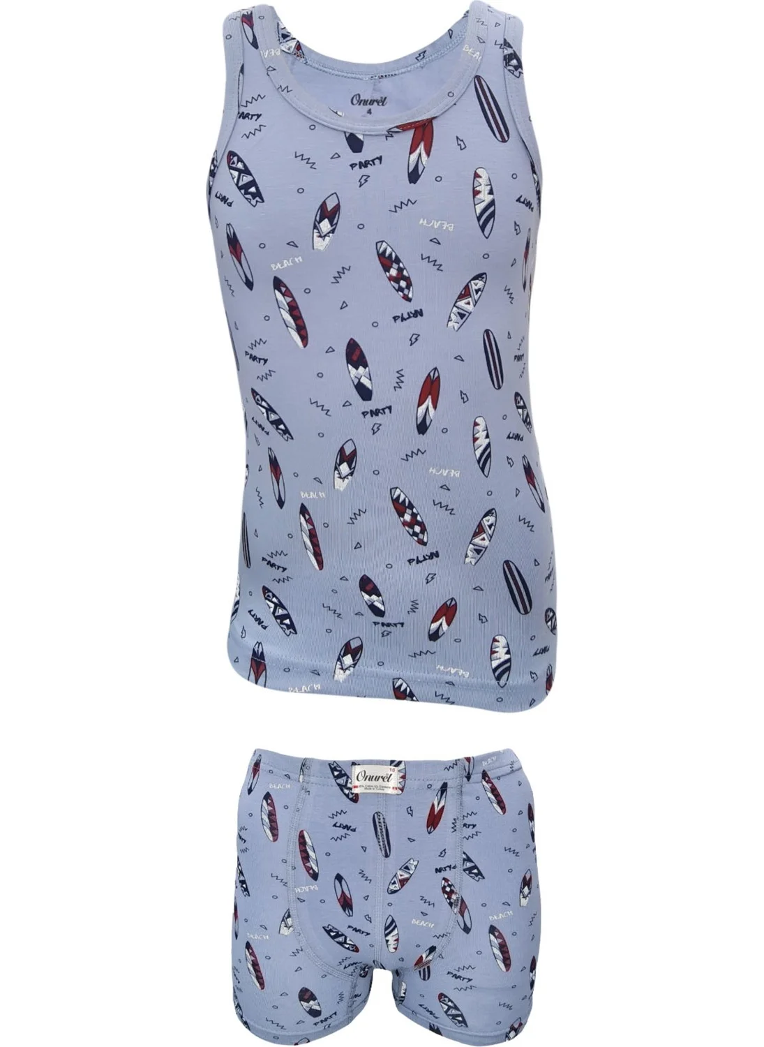Onurel Boys 5-Pack Mixed Color Surf Printed Lycra Undershirt Boxer Set