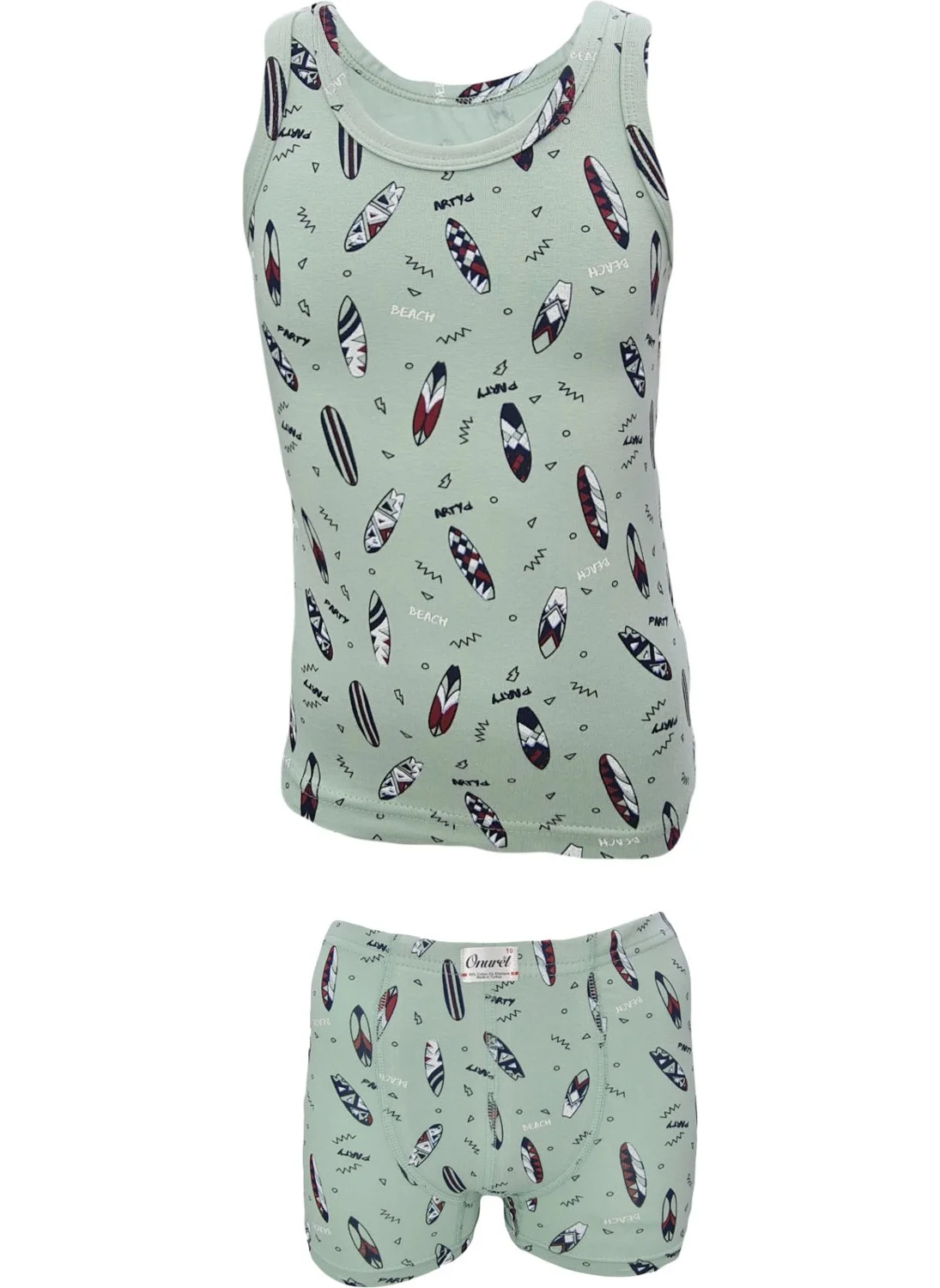 Onurel Boys 5-Pack Mixed Color Surf Printed Lycra Undershirt Boxer Set