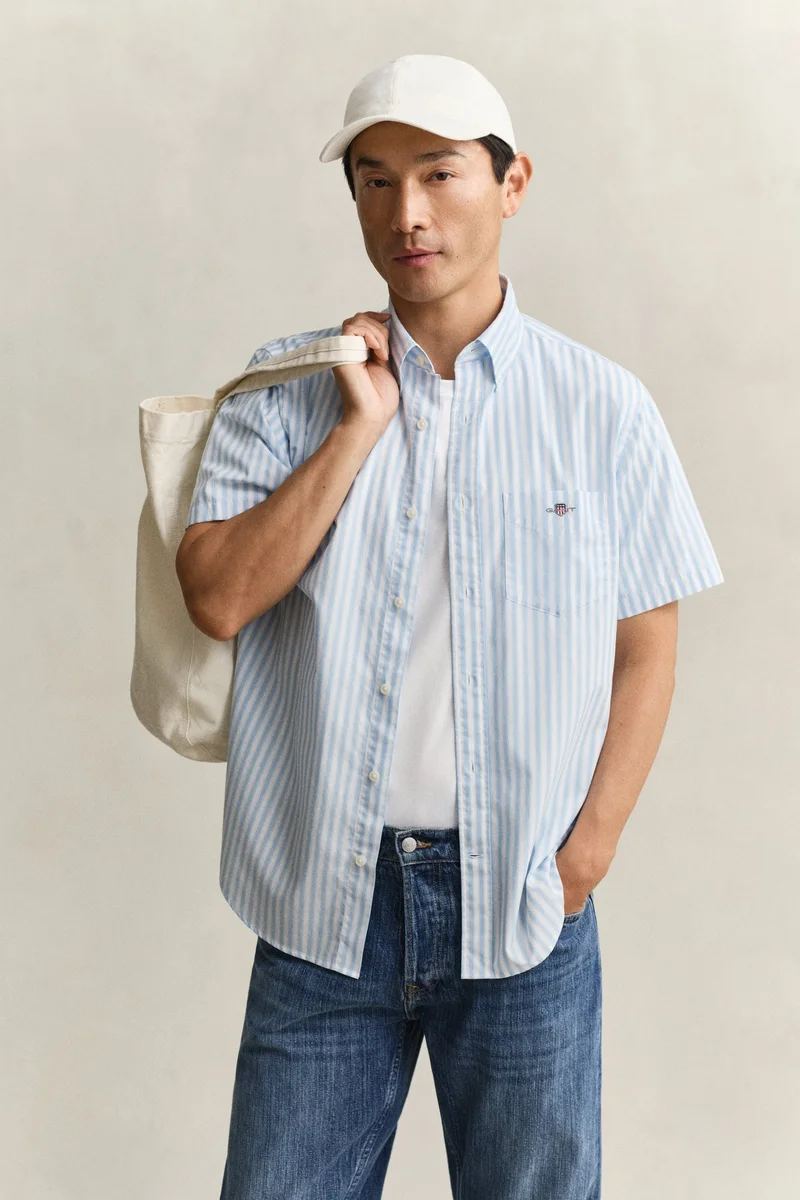 غانت Regular Classic Poplin Stripe Short SleeveShirt