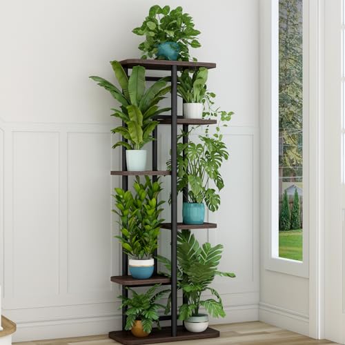 LINZINAR Plant Stand 6 Tier 7 Potted Indoor Plant Shelf Multiple Stands for Garden Corner Balcony Living Room - Image 4