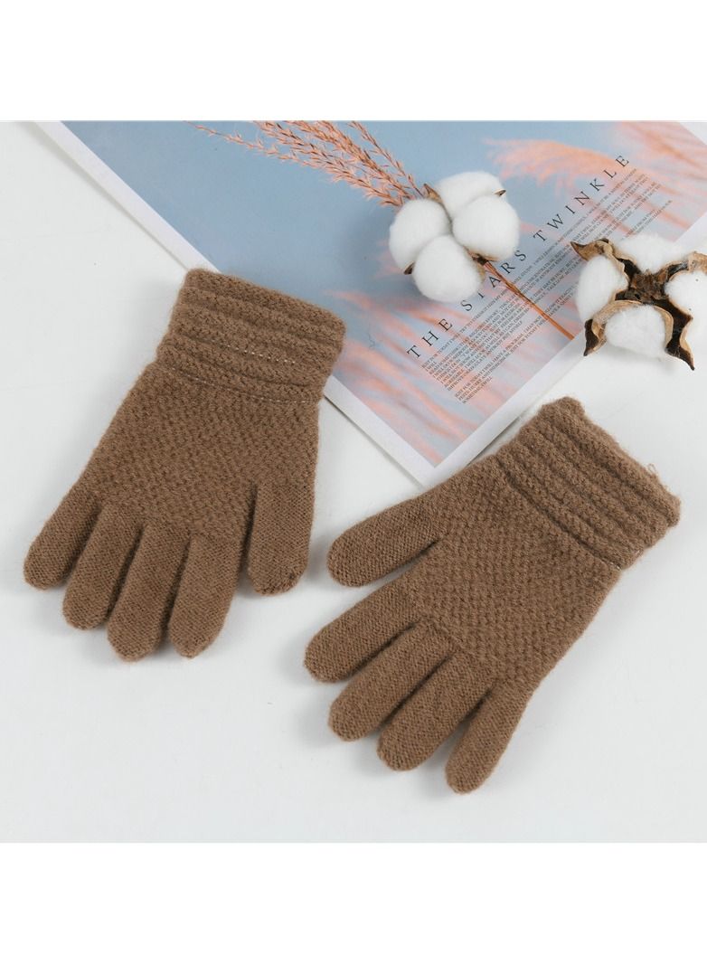 Loquat Suitable For Kids Solid Knit Gloves 