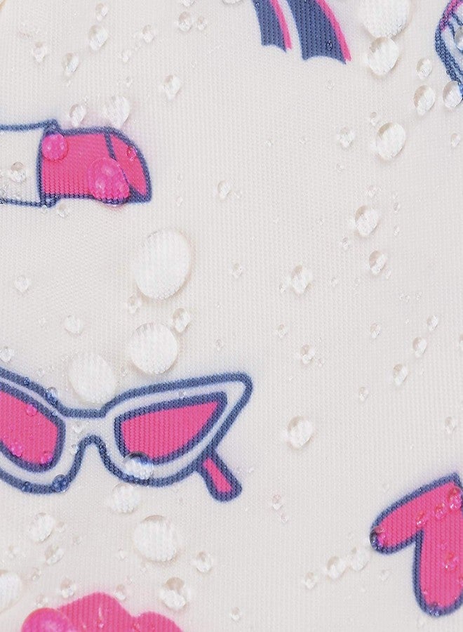 Nirvik Women’s Waterproof Travel Cosmetic & Toiletry Bag | Multifunction Portable Makeup Organizer with Drawstrings, Lazy Travel Storage Pouch (White Lip) - Image 5