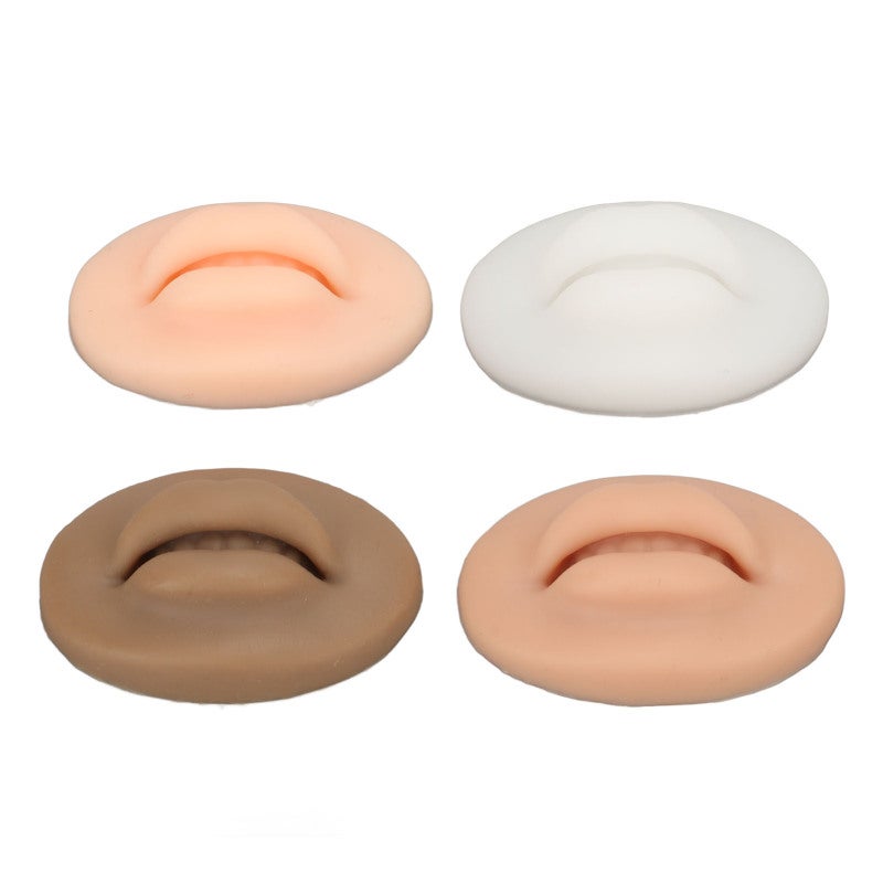 Silicone Lip Model: 4 Pcs Skin Color 3D Lips, Soft Elastic Realistic Texture, Compact Portable Design - Skill Improving Practice Tool for Novice Embroidery, Tattoo Training & Teaching Classes - Image 1