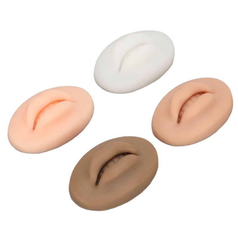 Silicone Lip Model: 4 Pcs Skin Color 3D Lips, Soft Elastic Realistic Texture, Compact Portable Design - Skill Improving Practice Tool for Novice Embroidery, Tattoo Training & Teaching Classes - Image 2