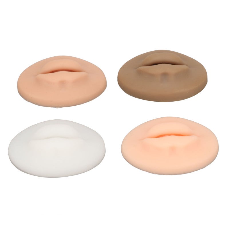 Silicone Lip Model: 4 Pcs Skin Color 3D Lips, Soft Elastic Realistic Texture, Compact Portable Design - Skill Improving Practice Tool for Novice Embroidery, Tattoo Training & Teaching Classes - Image 4