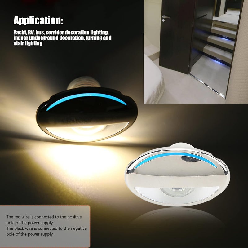 woobles Boat LED Step Light,DC12V RV LED Stair Light 3000K Warm White Stainless Steel IP66 Waterproof Flush Mount for Yacht Bus RV - Image 2