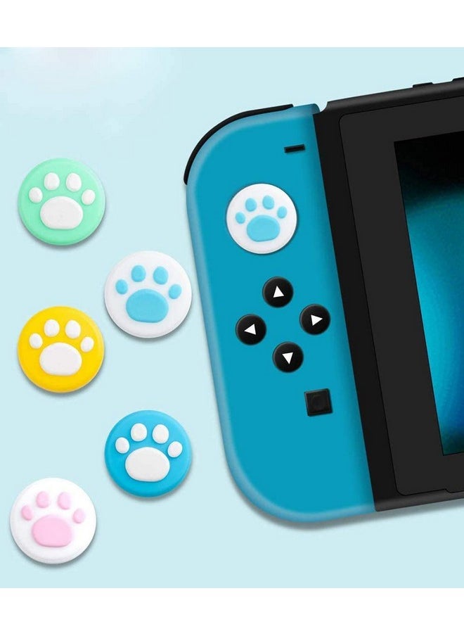 Ambertown - 2 X Silicone Analog Controller Thumb Stick Joystick Grips Cap For Nintendo Switch Ns & Switch Lite Controller Joy Con Thumbstick Cute Cat Paw Claw (White Pink) - Image 1