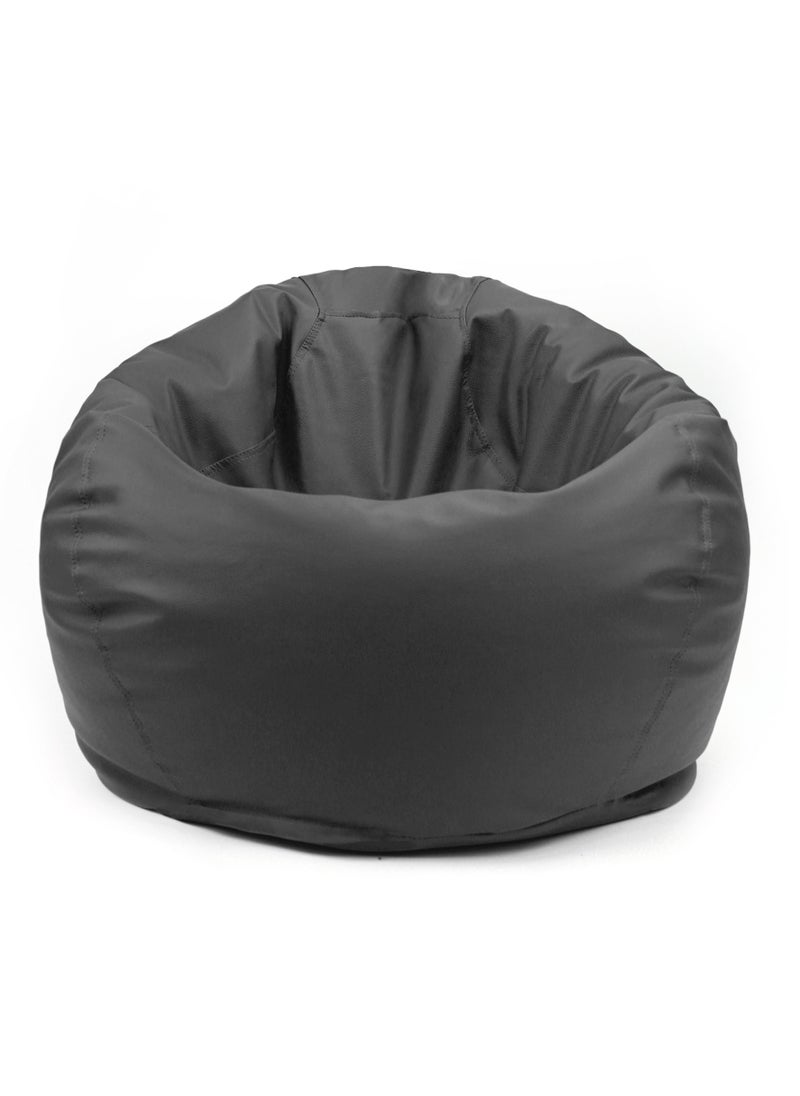 FATBAG Fatbag Faux Leather Bean Bag with Polystyrene Beads Filling(Black)  - Image 1