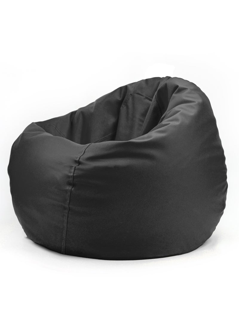FATBAG Fatbag Faux Leather Bean Bag with Polystyrene Beads Filling(Black)  - Image 2