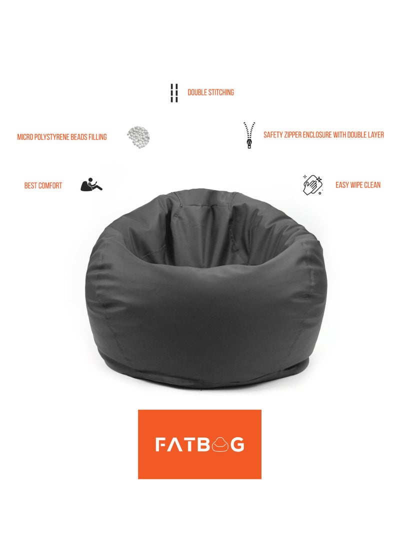 FATBAG Fatbag Faux Leather Bean Bag with Polystyrene Beads Filling(Black)  - Image 3