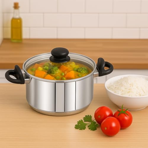 Pigeon Stainless Steel StrainMate with Glass Lid (3.7 Liter)-Cooking Strainer Pot for Pasta,Noodles,Vegetables,and Rice |Anti-Locking Design| Induction Base| Capsulated Bottom| ISI Certified - Image 5