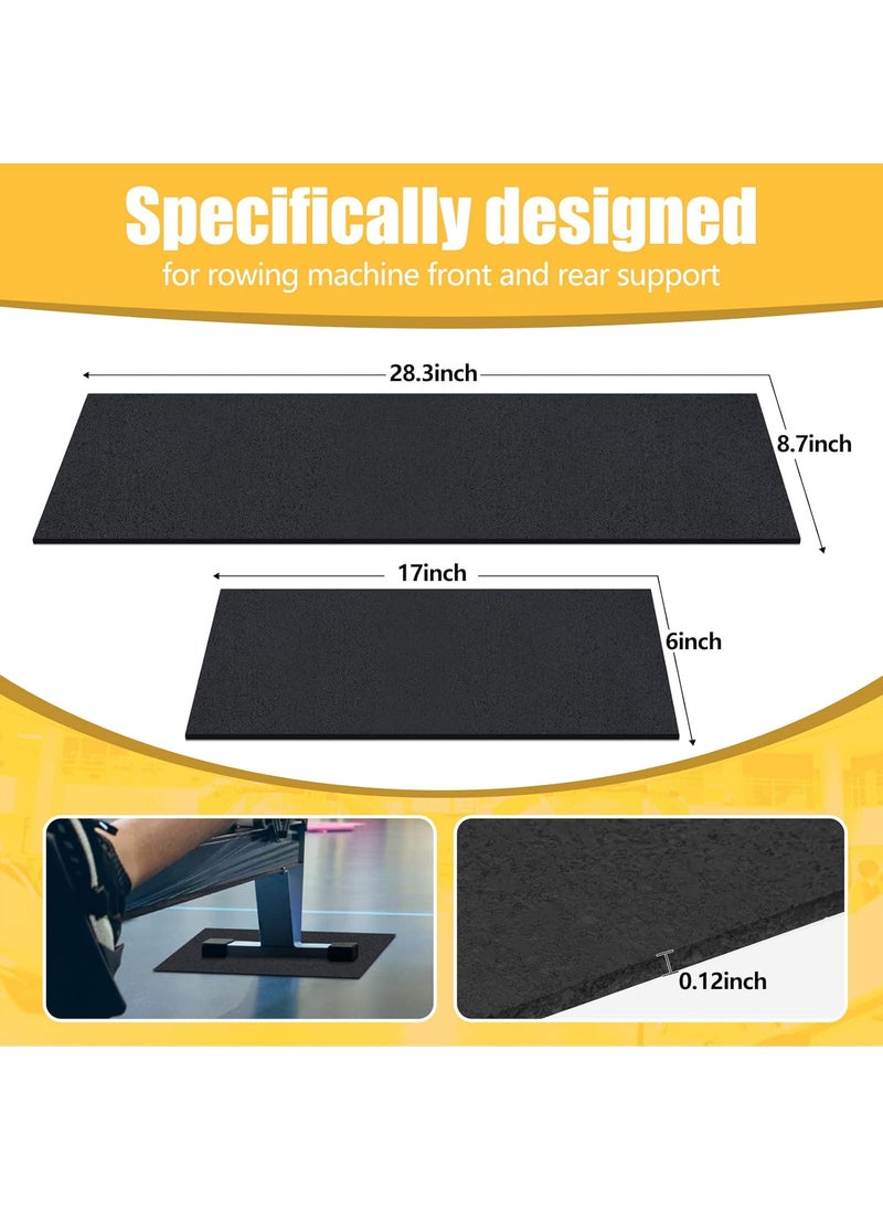 Riakrum 2 Pieces Rower Mat Compatible with Model D Concept 2 Rowing Machine Anti Slip and High Density Thick Floor Mat for Home Gym Foam Black  - Image 3