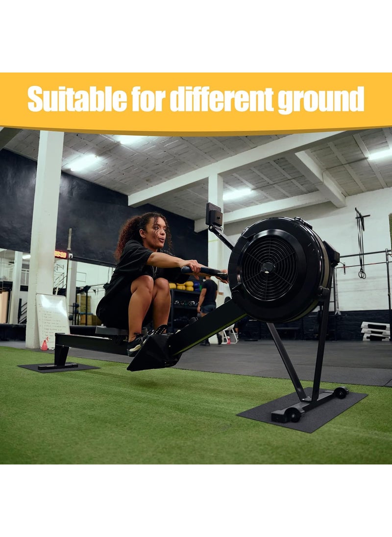 Riakrum 2 Pieces Rower Mat Compatible with Model D Concept 2 Rowing Machine Anti Slip and High Density Thick Floor Mat for Home Gym Foam Black  - Image 2