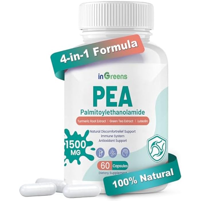 inGreens High Potency 4-in-1 Palmitoylethanolamide, 700mg Pea Supplement for Men and Women, Made in USA, 60 Capsules - Image 1