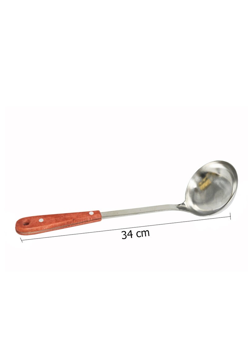 BASURRAH Steel dining ladle with wooden handle, size 34 cm  - Image 2