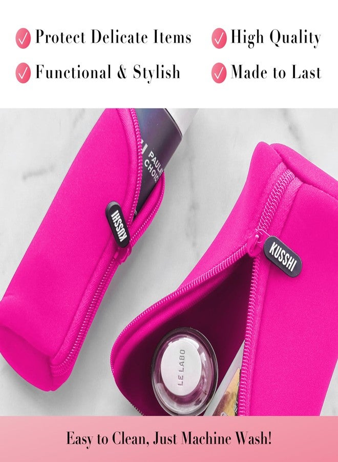 KUSSHI Neoprene Mini Makeup Pouch for Purse and Travel - Small Travel Pouch for Delicate Bottles and Beauty Items - For Foundations, Serums, Perfumes and More - Small Purse Pouch (Size S, Pink) - Image 4