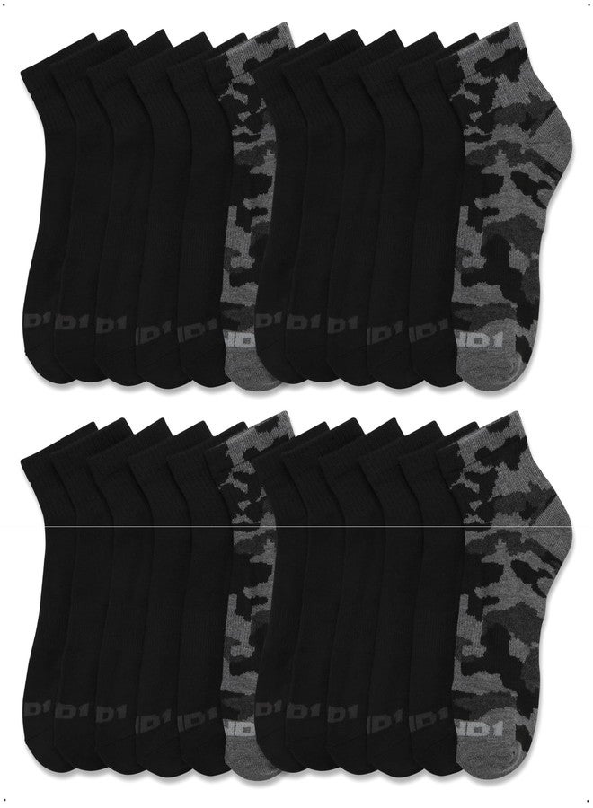 AND1 Men's Socks - Athletic Cushion Quarter Cut Socks (24 Pack), Size 6-12.5, Black Camo - Image 4
