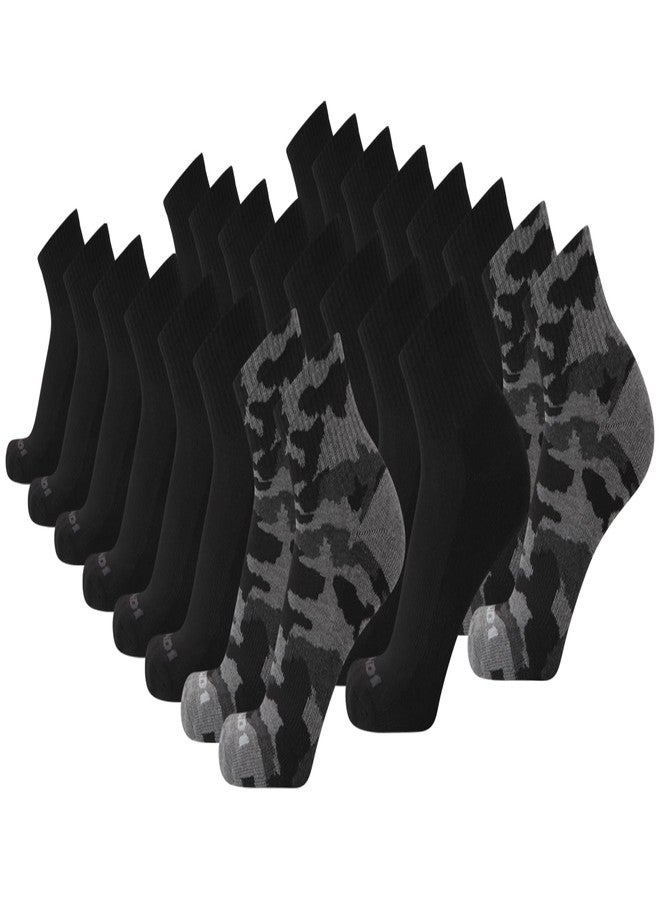 AND1 Men's Socks - Athletic Cushion Quarter Cut Socks (24 Pack), Size 6-12.5, Black Camo - Image 1