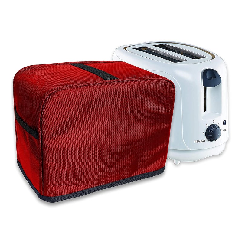 NABAAT Dust Proof Water Proof Washable Cover for 2 Slice Toaster Pop up Kitchen with Pockets Standard Size, Red (11”x 6.5”x 8”) - Image 1