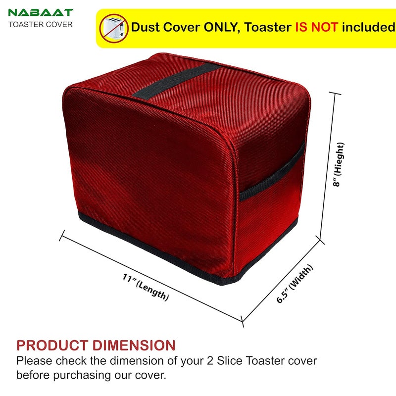 NABAAT Dust Proof Water Proof Washable Cover for 2 Slice Toaster Pop up Kitchen with Pockets Standard Size, Red (11”x 6.5”x 8”) - Image 5